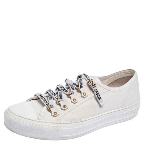 walk n dior sneaker in technical knit and calfskin|Dior white canvas sneakers.